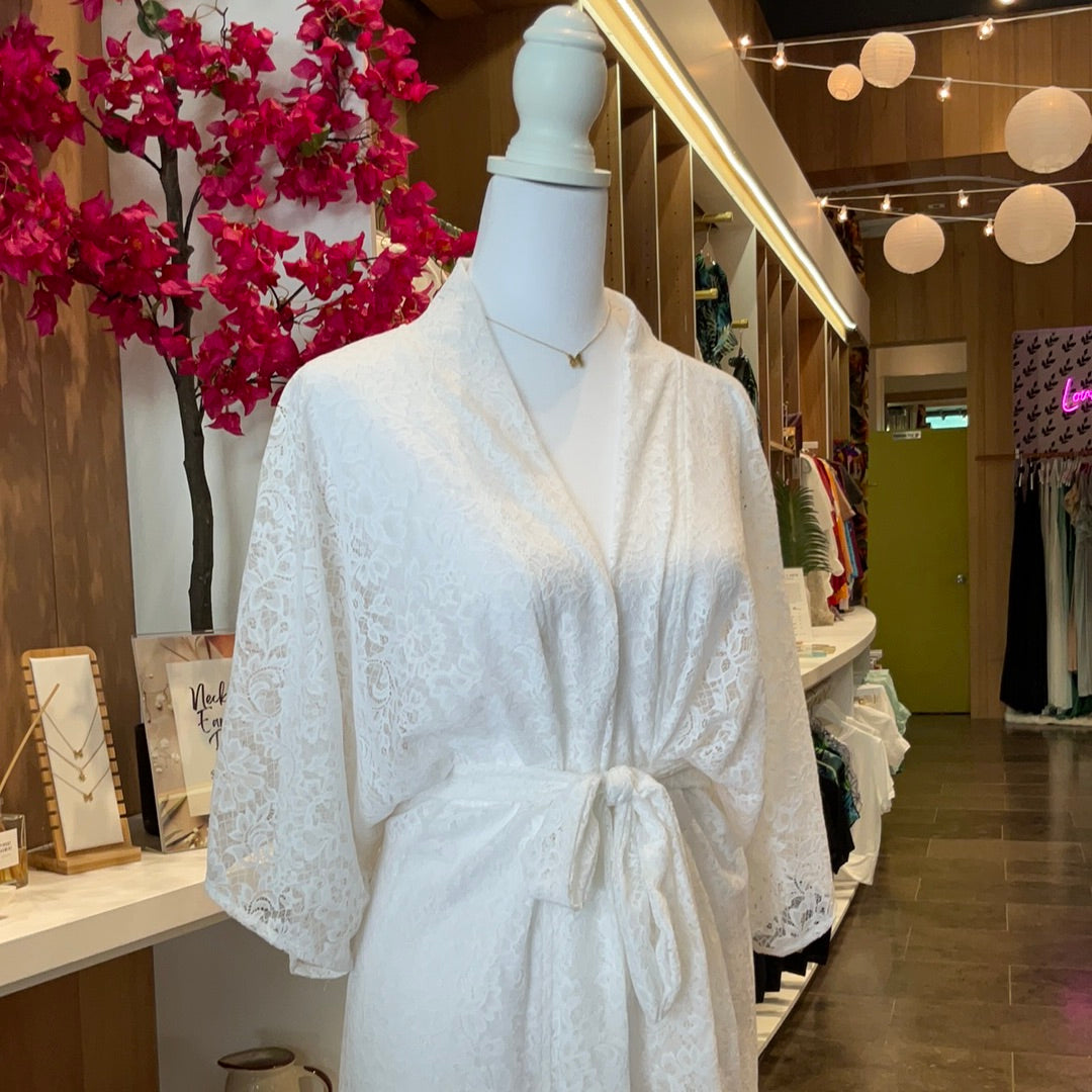 Long Kimono ~ Lace Bridal - loveatdawn