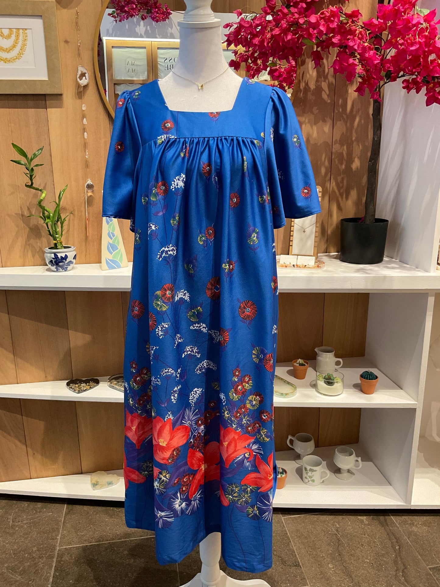 Vintage Dress ~ Blue Flower Dress (Repurposed)